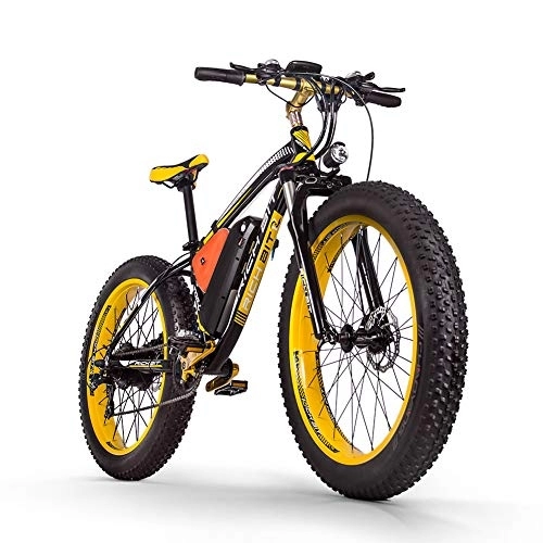 Mountain bike elettriches : Bicicletta elettrica da uomo, 48 V, 17 AH, MTB, Fat Bike, 26 x 4, 0 pollici, per adulti, forcella a sospensione bloccabile