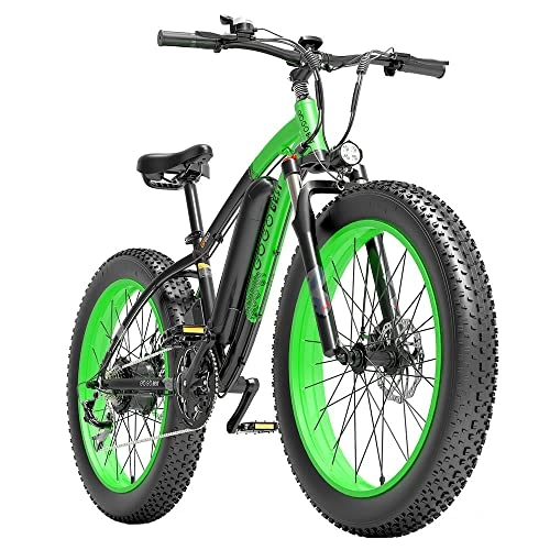 Mountain bike elettriches : Bicicletta Elettrica GOGOBEST GF600, Fat Bike Elettrica, Mountain Bike, E-Bike da 26''*4.0'', city bike, batteria da 48V 13Ah, Pendenza superabile pendenza 35° (Nero verde)