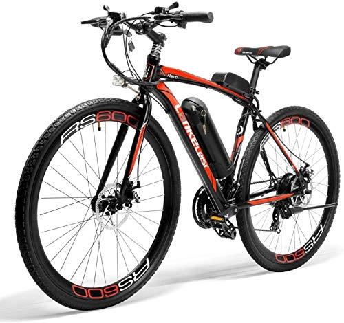 Mountain bike elettriches : Bicicletta elettrica LANKELEISI RS600, motore 300W, batteria Samsung 36V 20Ah, telaio in lega di alluminio, bici da strada elettrica (rosso)