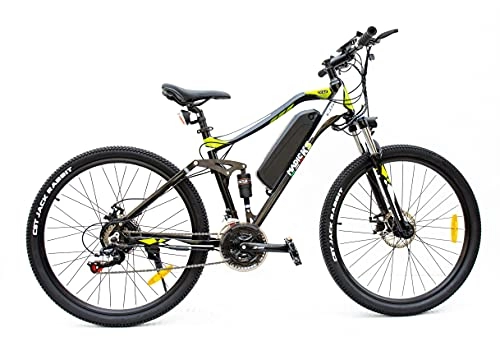 Mountain bike elettriches : BICICLETTA ELETTRICA MOUNTAIN BIKE BICI BIAMMORTIZZATA MTB 27.5 MADICKS CD15 250W 36V BATTERIA SAMSUNG NERO VERDE