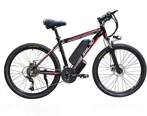 Mountain bike elettriches : Bicicletta elettrica MTB 26 Pollice Adult Mountain Mountain Bike, 48 V / 10Ah Rimovibile Ebike Ebike, 27 velocità, 5 File (Color : Black-Red, Size : 26inches)
