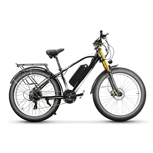 Mountain bike elettriches : Bicicletta elettrica per Adulti 750W 26 Pollici Fat Tire, Bicicletta elettrica da Montagna 48V 17ah Batteria, Full Suspension E Bike (Colore : White Black)