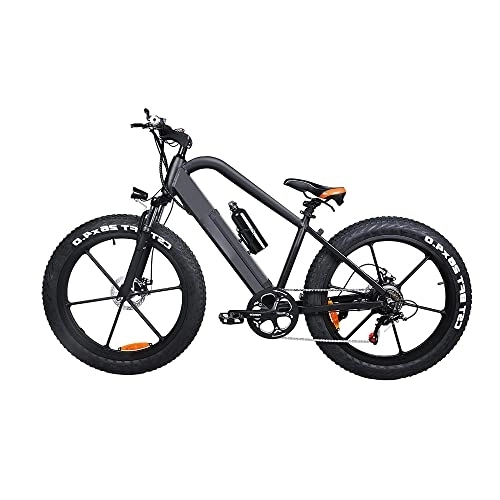 Mountain bike elettriches : Bicicletta elettrica per pneumatici grassi 48V 10A da 26" 4" mountain bike elettrica per adulti con batteria al litio a 6 velocità, colore nero