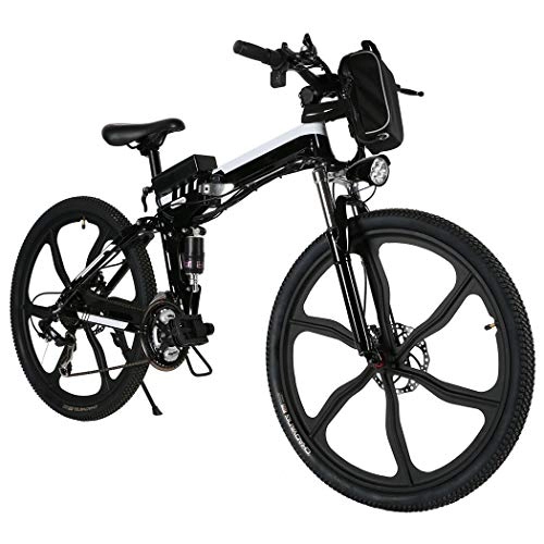 Mountain bike elettriches : Bicicletta Elettrica Pieghevole, Bici al Lavoro, E-Bike -Fold 20” / 26”, Adulto, 250W Batteria 36V 8Ah, Cambio Shimano a 7 velocità (26 Mountain Bike Nero)