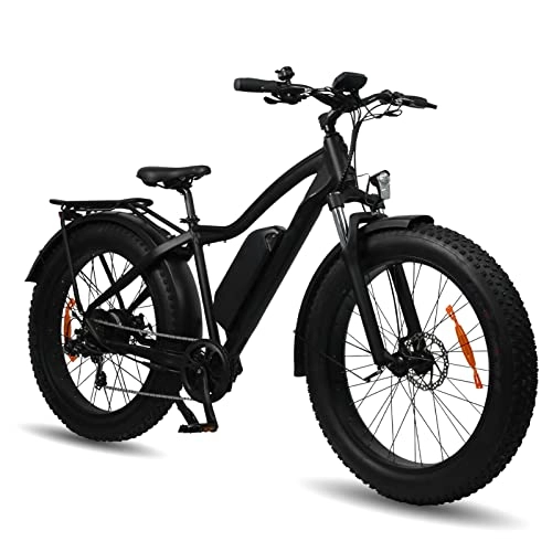 Mountain bike elettriches : Biciclette elettriche per adulti 25 Mph 750W 26 pollici Full Terrain Fat Tire elettrico neve bicicletta 48V 13Ah Li-Ion batteria Ebike per gli uomini (colore : nero opaco)