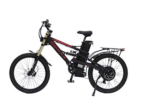Mountain bike elettriches : Black 48V 1000W Hub Motor 26" Mountain Ebike with 48V 20AH Seat Tube Lithium Battery