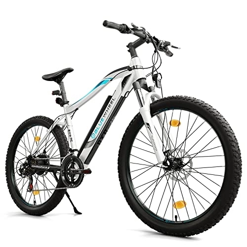 Mountain bike elettriches : Bluewheel - BXB75 E-Mountain Bike, Bici Elettrica con Motore da 250W, Ricaricabile Bici Elettriche Fino a 25 km / h di Velocità, Bici Pedalata Assistita con Smart App Control, 27, 5 Pollici, Bianco
