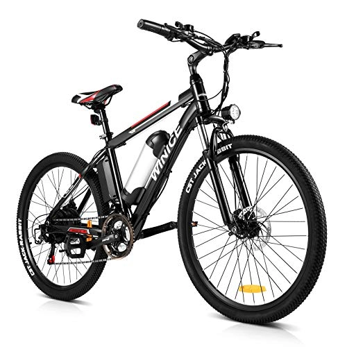 Mountain bike elettriches : Caroma Bicicletta elettrica elettrica per adulti, 26" ad alta velocità, bicicletta elettrica anteriore Shock con batteria da 8 AH rimovibile (nero)
