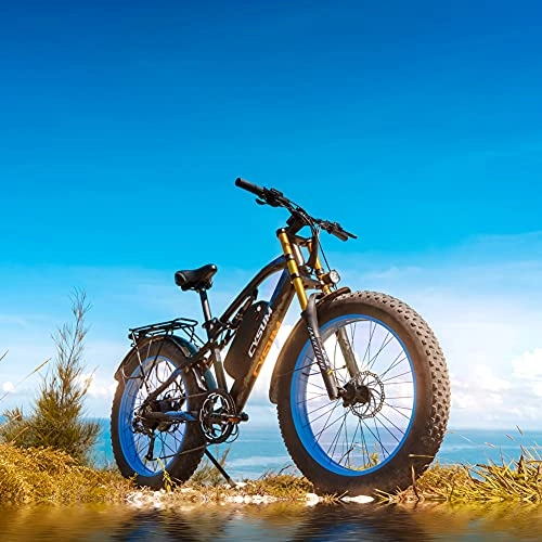 Mountain bike elettriches : Cysum Fat Bicicletta elettrica da uomo, 26 pollici, mountain bike, 1000 W, Fatbike 48 V, 17 Ah, mountain bike con Shimano a 9 marce.