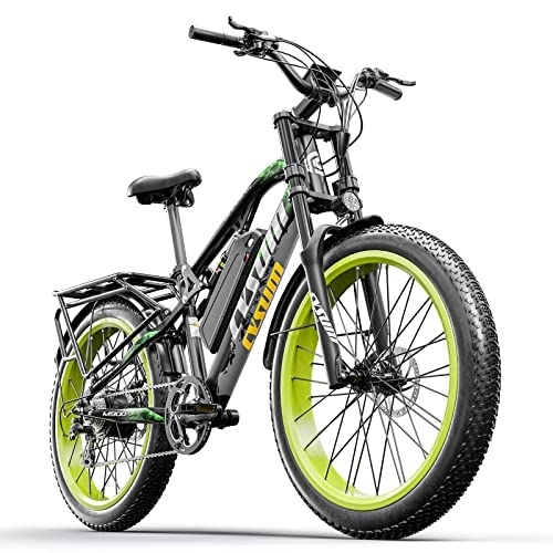 Mountain bike elettriches : cysum M900 Bici elettriche da uomo, Fat Tire 26 pollici E-Bike, Mountain Bike con batteria Li-Removable 48V 17Ah E-Bike, (verde- Aggiornato)