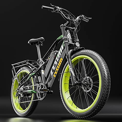 Mountain bike elettriches : Cysum M900 Biciclette elettriche da uomo, 48V 17Ah Fat Bike elettrica da 26 pollici Mountain Ebike (verde-pro)