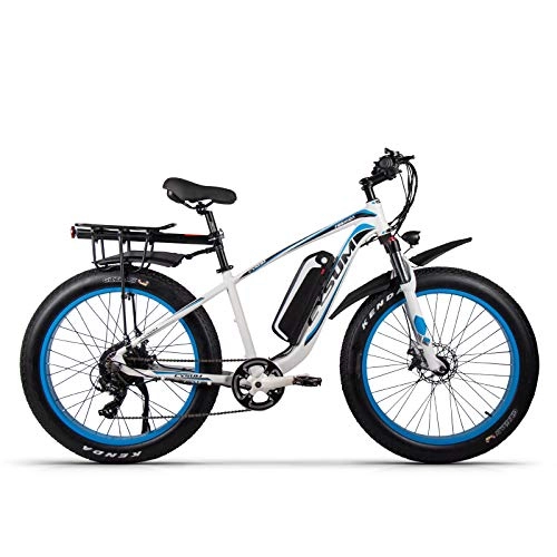 Mountain bike elettriches : Cysum M980 bici elettrica da uomo 48V 17AH Fat 26"4.0 pneumatico mountain bike e-bike (blu)