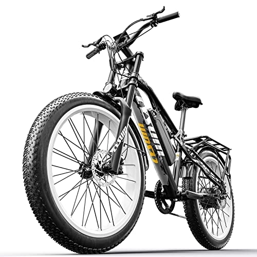 Mountain bike elettriches : Cysum M999 Bici elettrica Fat E-Bike Mountain bike elettrica da 26 pollici per uomini e donne (Bianco)