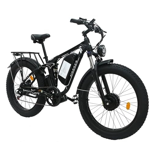 Mountain bike elettriches : Dakeya Da03 Bici Elettrica Per Adulti, Ebike, Daul-Motors, Ingranaggio A 7 Velocità, Con Batteria Rimovibile 48V 22.4AH, 26" x 4.0 Fat Tire Bici Elettrica, Adatto A Tutti I Terreni