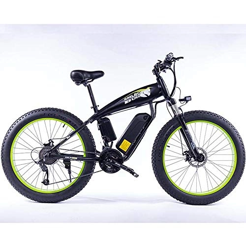 Mountain bike elettriches : DASLING Electric Mountain Bike Use Lithium Battery Booster Motor 48V 350W Speed ​​25Km / H with 26 inch Tire-Nero E Verde