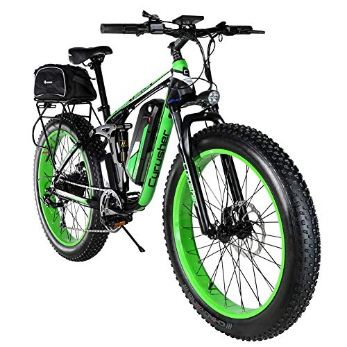 Mountain bike elettriches : Extrbici Electric Bike 750w / 1500w Fat Tire Upgraded 7 Speed Beach Cruiser Completamente Sospesa Mountain Bike Con Batteria Agli Ioni Di Litio Freni A Disco Idraulici A Disco