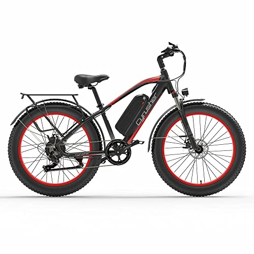 Mountain bike elettriches : Extrbici Electric Bike batteria 48V 250W 26 pollici Fat Tire adulto elettrico Mountain Bike XF650 (rosso)