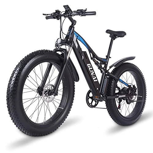 Mountain bike elettriches : GUNAI Mountain Bike elettrica 48V Mountain Bike con pneumatici grassi per adulti con sistema frenante idraulico XOD anteriore e posteriore, batteria agli ioni di litio rimovibile