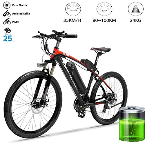 Mountain bike elettriches : GUOJIN 26 Pollici E-Bike, Bicicletta a Pedalata Assistita, velocit Massima 25km / h, Batteria 48V 13Ah, 3 modalit per Guida, Rosso