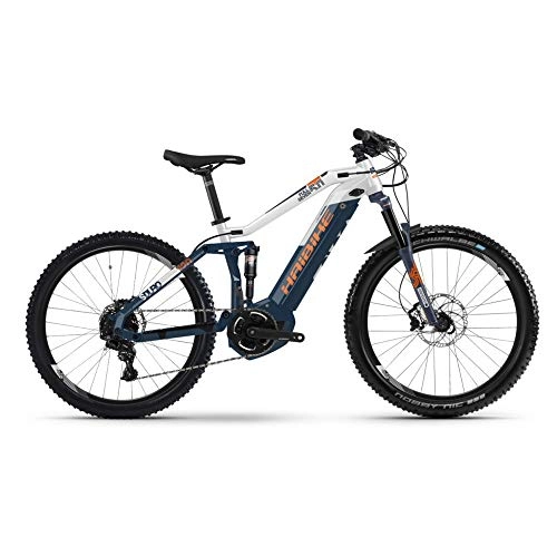 Mountain bike elettriches : HAIBIKE Sduro Fullnine 6.0 Yamaha 500wh 11v Blu / Bianco Taglia 40 2019 (eMTB all Mountain)