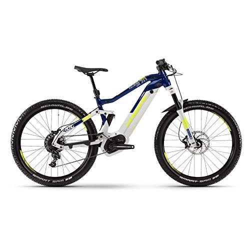 Mountain bike elettriches : HAIBIKE Sduro Fullseven Life 7.0 Bosch 500wh 11v Bianco / Blu Taglia 39 2019 (eMTB all Mountain)