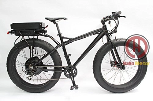 Mountain bike elettriches : HalloMotor Powerful Fat Tire 48V 1000W 26" Total Black Electric Bicycle Snow Ebike Rear Carrier 48V 20AH Lithium Battery Multi Color Wheel
