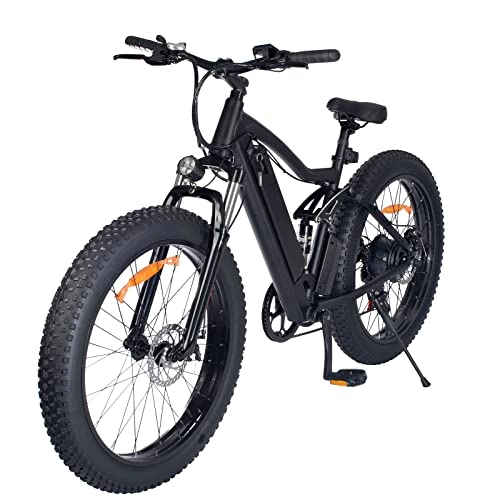 Mountain bike elettriches : HITWAY 26" Fat Tire Electric Bike, 48V 250Watt Moter 12Ah batteria al litio, cambio ad alta velocità e ruota a raggi eBike ONES1