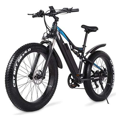 Mountain bike elettriches : HMEI Bici elettriche per Adulti Uomo Bici elettrica 1000W Mountain Bike 26 Pollici 4.0 Fat Tire Bicicletta elettrica 25 mph Snow E-Bike (Colore : Nero)