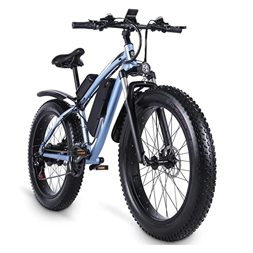 Mountain bike elettriches : HMEI Bici elettriche per Adulti Uomo Bici elettrica 48V 1000W 26 Pollici 4.0 Fat Tire Mountain E-Bike Snow Bicicletta elettrica E Bike (Colore : Nero)