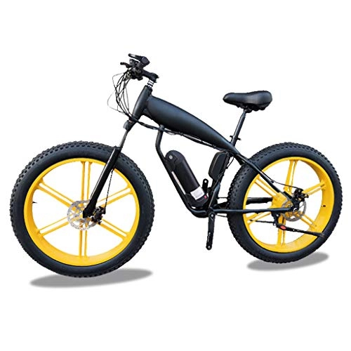 Mountain bike elettriches : HOME-MJJ Biciclette Sport di Montagna 48V 400W Bici elettrica 26inch Fat Tire E-Bike Beach Cruiser Uomini di Freni a Disco Idraulici Batteria al Litio (Color : Yellow, Size : 18Ah)