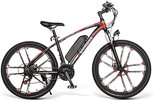 Mountain bike elettriches : HSART Bicicletta Elettrica da 26" SM26 Mountainbike Elettriche per Adulti, Bici Elettrica da 350W 48V 8Ah 3 modalità Lavoro, SAMEBIKE con Cambio Professionale a 21 velocità(Nero)
