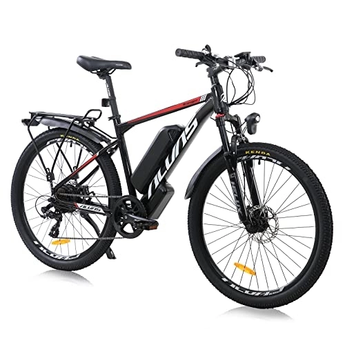Mountain bike elettriches : Hyuhome Bici elettriche per adulti uomini donne, bici da 26'' E per uomo, mountain bike elettrica con batteria rimovibile 36V 12, 5Ah e motore BAFANG (rosso)