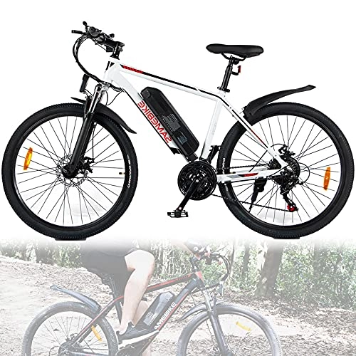 Mountain bike elettriches : JINGJIN Biciclette elettriche per Adulti, Ip54 Impermeabile 350W Lega di Alluminio Ebike Bicicletta Staccabile 36v / 10ah Batteria agli ioni di Litio Mountain Bike, White