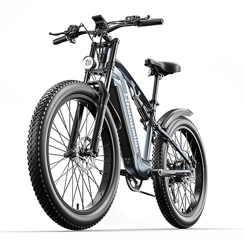 Mountain bike elettriches : JOOBIKE Bici elettrica per adulto, Mountain Bike elettrica da 26 pollici Fat Tire 7 velocità, batteria al litio rimovibile 48V15Ah, doppio freno a disco idraulico ebike