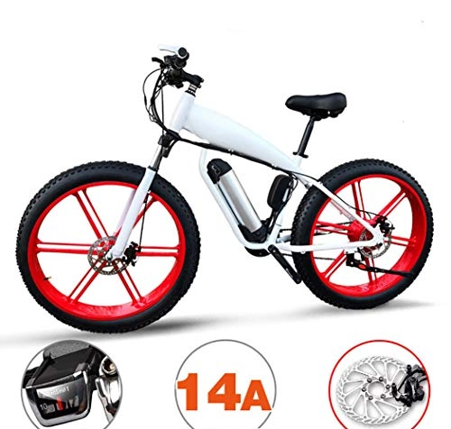 Mountain bike elettriches : JXH 48V14AH 400W Potente Bici elettrica 26 '' 4.0 Fat Tire Ebike Shimano 27 velocit Neve MTB Che Piega Bici elettrica per Adulti Femmina / Maschio, Bianca