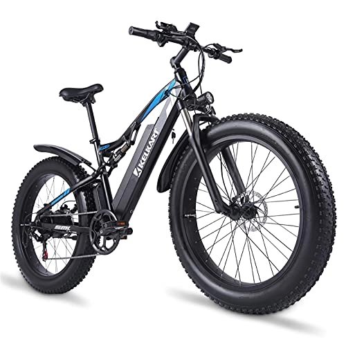 Mountain bike elettriches : KELKART Bici Elettrica 48V 1000W per Adulti Mountain Bike con Pneumatici Grassi con Sistema Frenante Idraulico Anteriore e Posteriore Xod