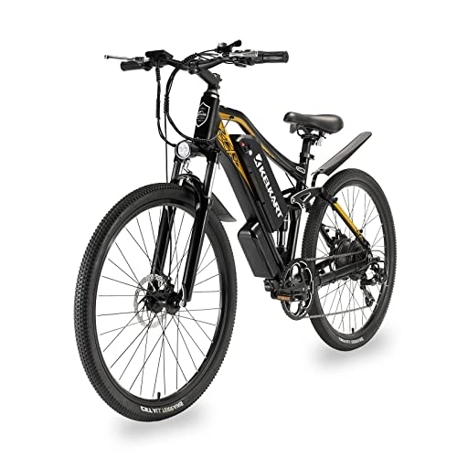 Mountain bike elettriches : KELKART Bicicletta elettrica Fat Tire 27, 5 pollici, mountain bike con freni a disco meccanici e cambio Shimano a 7 marce, bicicletta completamente ammortizzata per adulti