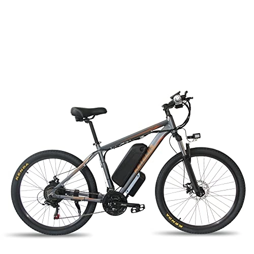 Mountain bike elettriches : KETELES Bicicletta elettrica MTB City da 26 / 29 pollici con batteria da 48 V-18 Ah (864 Wh) e per uomo e donna, bicicletta elettrica / pedelec con 21 marce (pneumatici da 26 pollici, grigio)