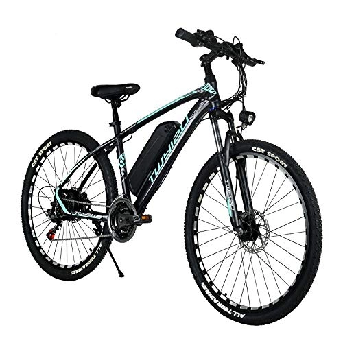 Mountain bike elettriches : KUSAZ Bicicletta elettrica per Adulti e Giovani 350W 36V con Schermo LCD per Pneumatici per Passeggiate Sportive all'aperto-Cielo Blu