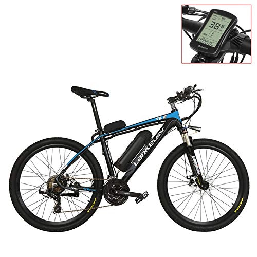 Mountain bike elettriches : LANKELEISI T8 48V 400W Potente Bici elettrica Mountain Bike, Adotta Forcella Ammortizzata, Doppio Freno a Disco, Bicicletta di Assistenza al Pedale (Blue LCD, 15Ah)