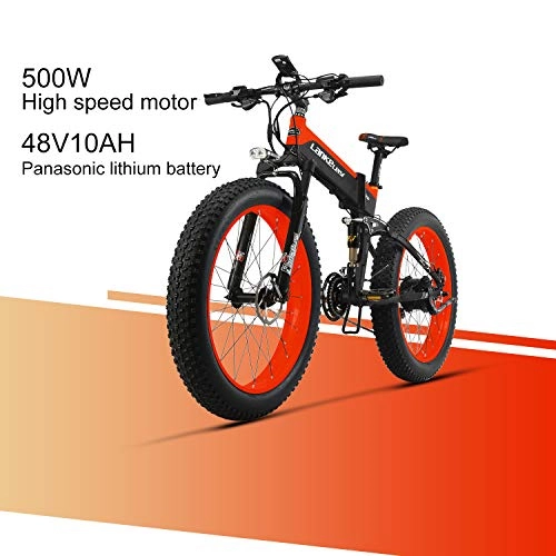 Mountain bike elettriches : LANKELEISI XT 750 Plus 48V 10AH 500W Motore Nuovo Bici elettrica 26 '' 4.0 all'Ingrosso Tiro Ebike 27 velocità Neve MTB Pieghevole Bici elettrica (Rosso)
