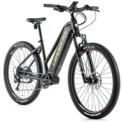 Mountain bike elettriches : Leader Fox Velo electrique-VAE vtt 29'' awalon 2021 Femme Noir Mat-or 9v moteur Central bafang m420 36v 80nm batterie 20ah (16, 5'' - h43cm - Taille s - pour Adulte de 158cm à 168cm)