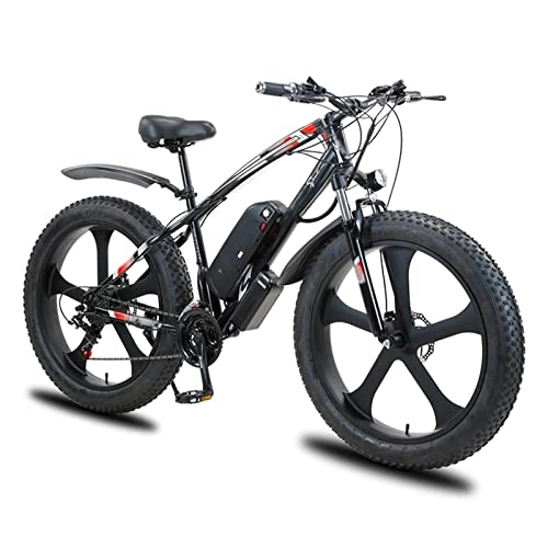 Mountain bike elettriches : LIU Bici elettrica da 1000 W for Adulti 2 8 mph 26 * 4.0 Pneumatico Grasso 48 V Batteria al Litio 12ah Neve Bicicletta elettrica (Colore : Nero, Number of speeds : 21)
