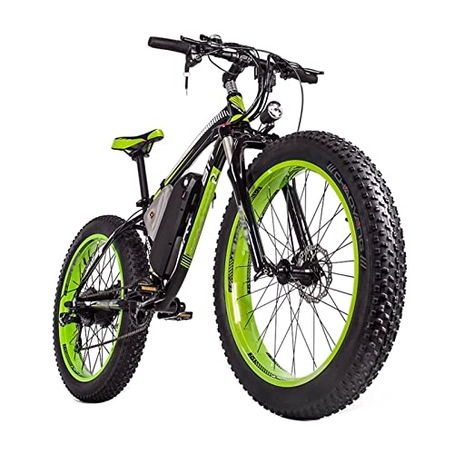 Mountain bike elettriches : LIU Bicicletta elettrica 26"Mountain Bike elettrica con Motore da 1000 W, Batteria Rimovibile da 48 V 17 Ah, Cambio Professionale a 21 velocità, Bici elettrica da 20 mph per Adulti (Colore : Verde)