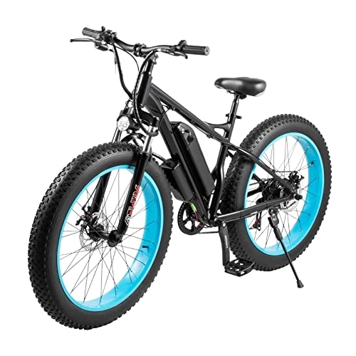 Mountain bike elettriches : LIU Bicicletta elettrica da 26 Pollici in Lega di Alluminio Fat Tire per Bici da Neve elettrica 48V 500W 12Ah Ebike 26 * 4.0 Tire (Colore : Blue 500W)