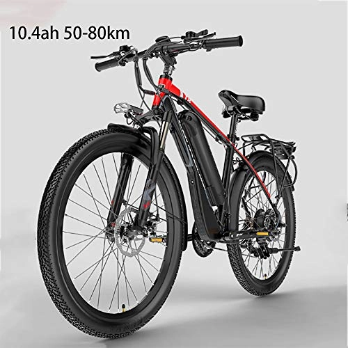 Mountain bike elettriches : Macro Bicicletta elettrica 26 '' Mountain Bike elettrica 400w 120 km Adulti Ebike con Rimovibile Batteria 10, 4 / 12Ah, 2 Ruote Ammortizzatore per spostamenti in Bici all'aperto, 3
