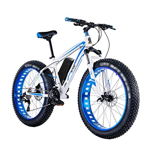 Mountain bike elettriches : Mountain Bike Elettrica 26 Pollici Fat Tire 1500w Motore Ruota Posteriore Idraulica 48V Li-Ion Batteria Elettrica Neve Ebike (Colore : White)