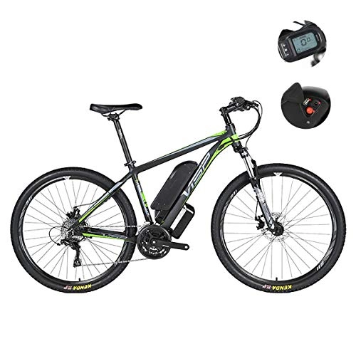Mountain bike elettriches : Mountain bike elettrica, freno a doppio disco ibrido a 24 velocit per tutte le strade, con interfaccia di ricarica USB e misuratore LCD55 intelligente sensibile all'acqua IP54, Green, 36V27.5IH