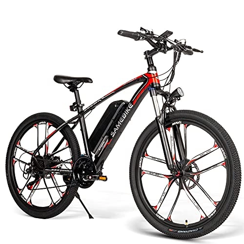 Mountain bike elettriches : Mountain Bike elettrica per Adulti, 26 Pollici Batteria Rimovibile 48V / 8AH Motore 350 W, Bici elettrica 21 velocità, Fino a 30 km / h [PL Warehouse], black