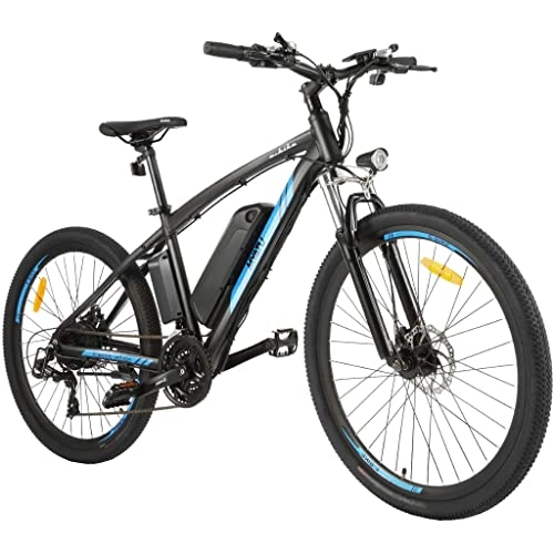 Mountain bike elettriches : MYATU AMA005687_EU - Bicicletta elettrica da 27, 5 pollici, con batteria da 36 V, 10 Ah, motore posteriore da 250 W e display LCD a 21 marce, per uomo e donna, colore: Nero Blu